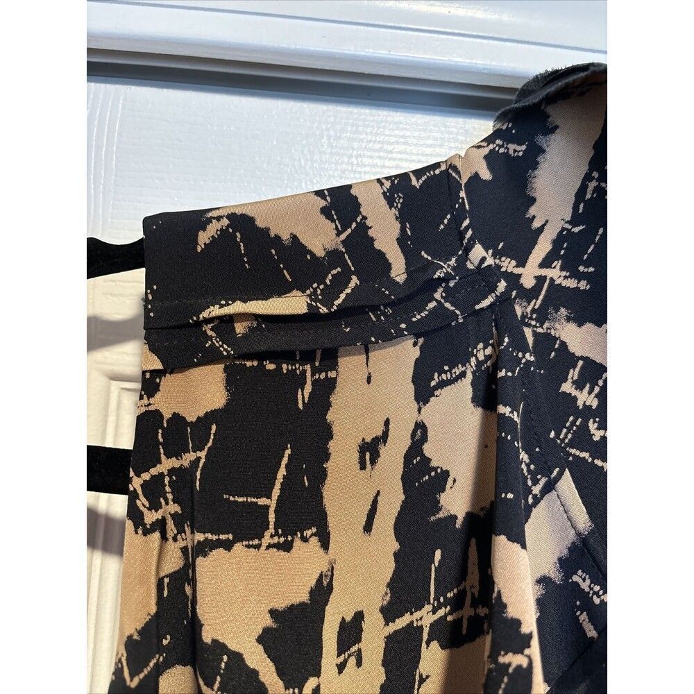 $2150 Oscar de la Renta Taupe and Black Silk Ruffle Dress Sz 6 brown black - Picture 16 of 16